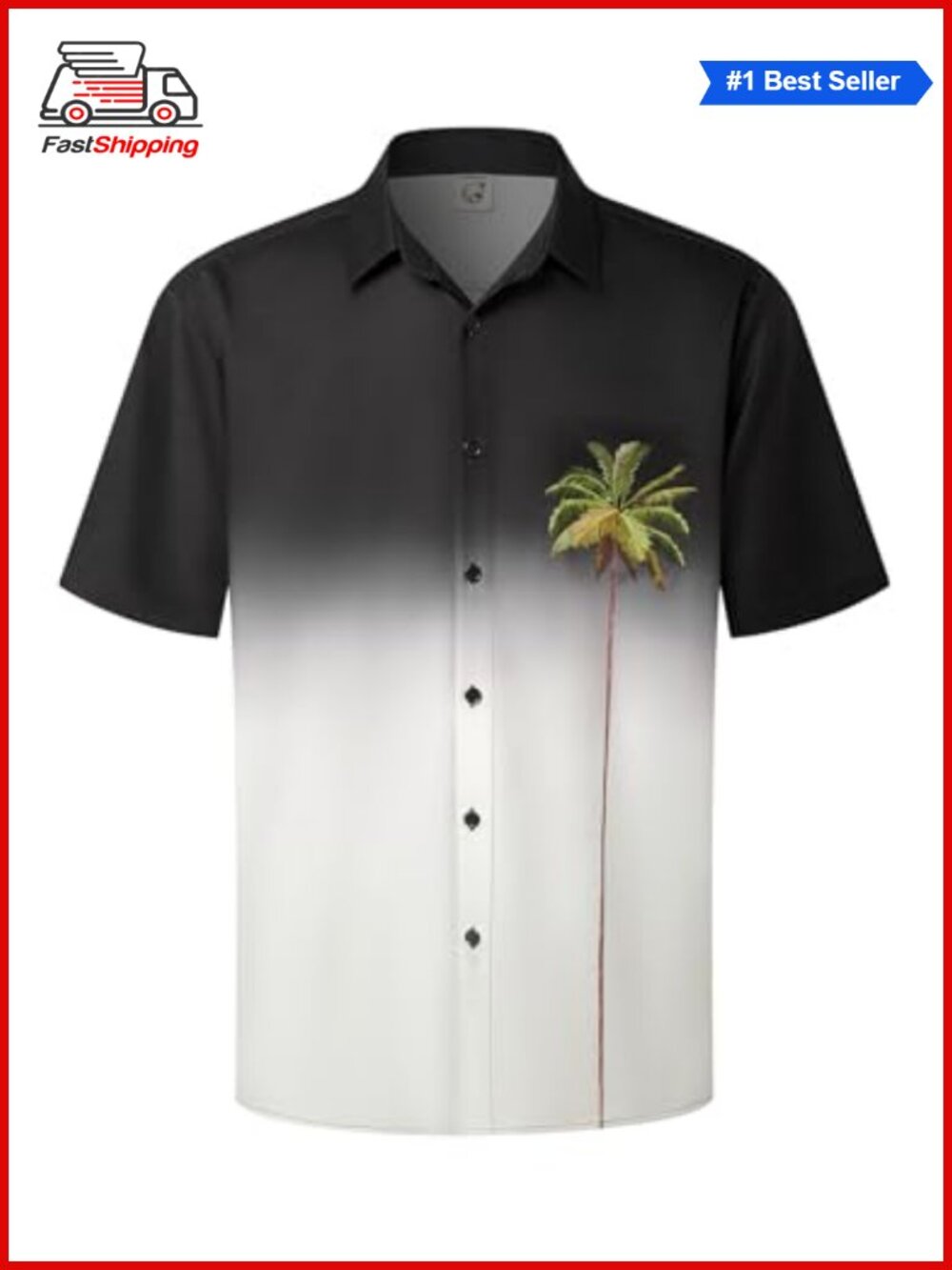 ✨Hardaddy Men's Hawaiian Button Down Shirt Coconut Printed Short Sleeve Beach
